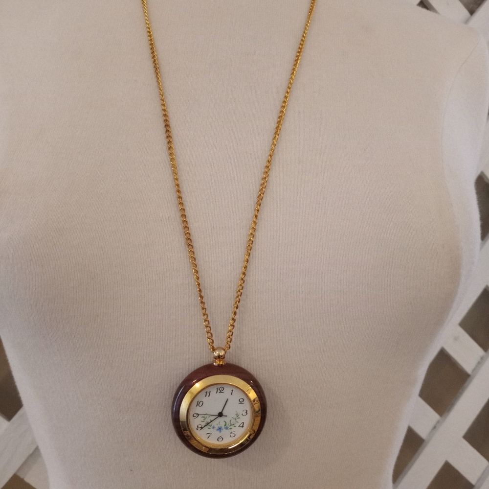 Watch necklace made with Rosewood. NWT